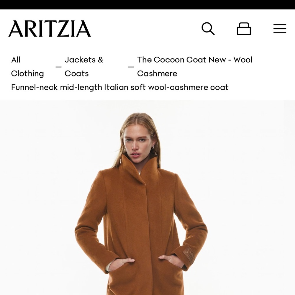 Aritzia Cocoon Coat in Rich Brown - Picture 1 of 6